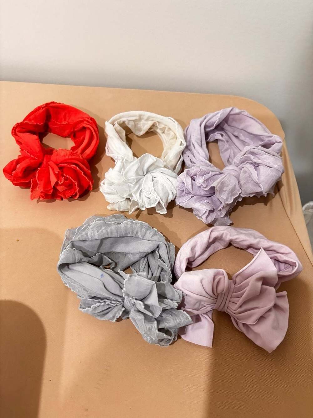 Baby Headband Bow Lot 5 Pack Assorted Colors Ruffled Hair Accessory
